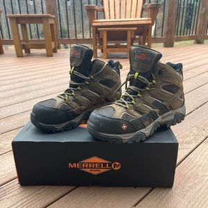 Mens 8.5 Merrell Moab 2 MID, WP CT work boot 8.5 NEW